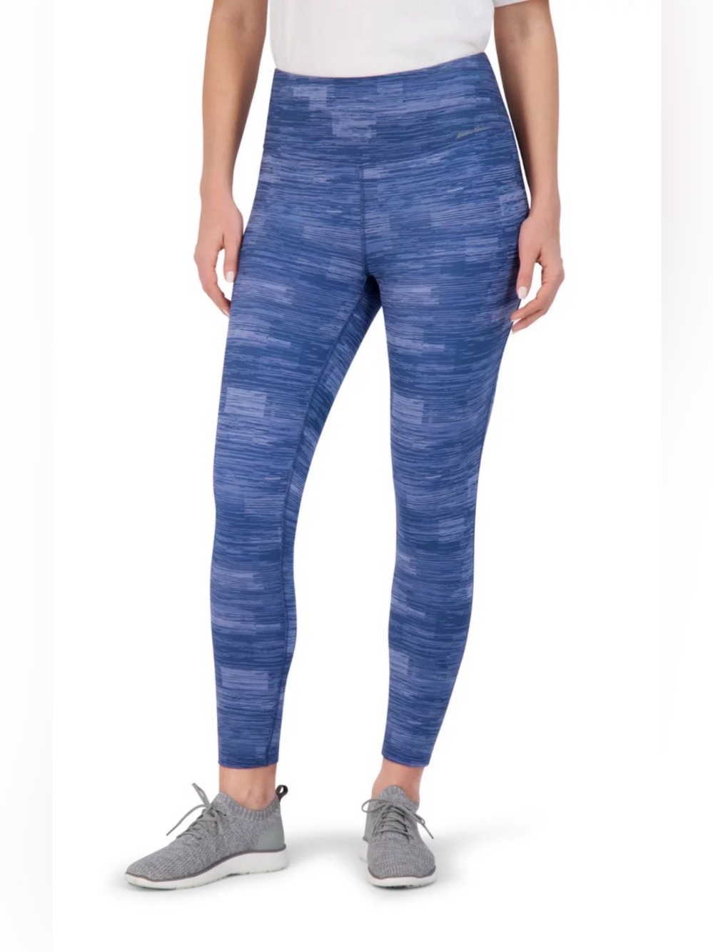 Eddie Bauer Woman Lg Blue Pattern Athletic Capri Leggings Gently Used Condition